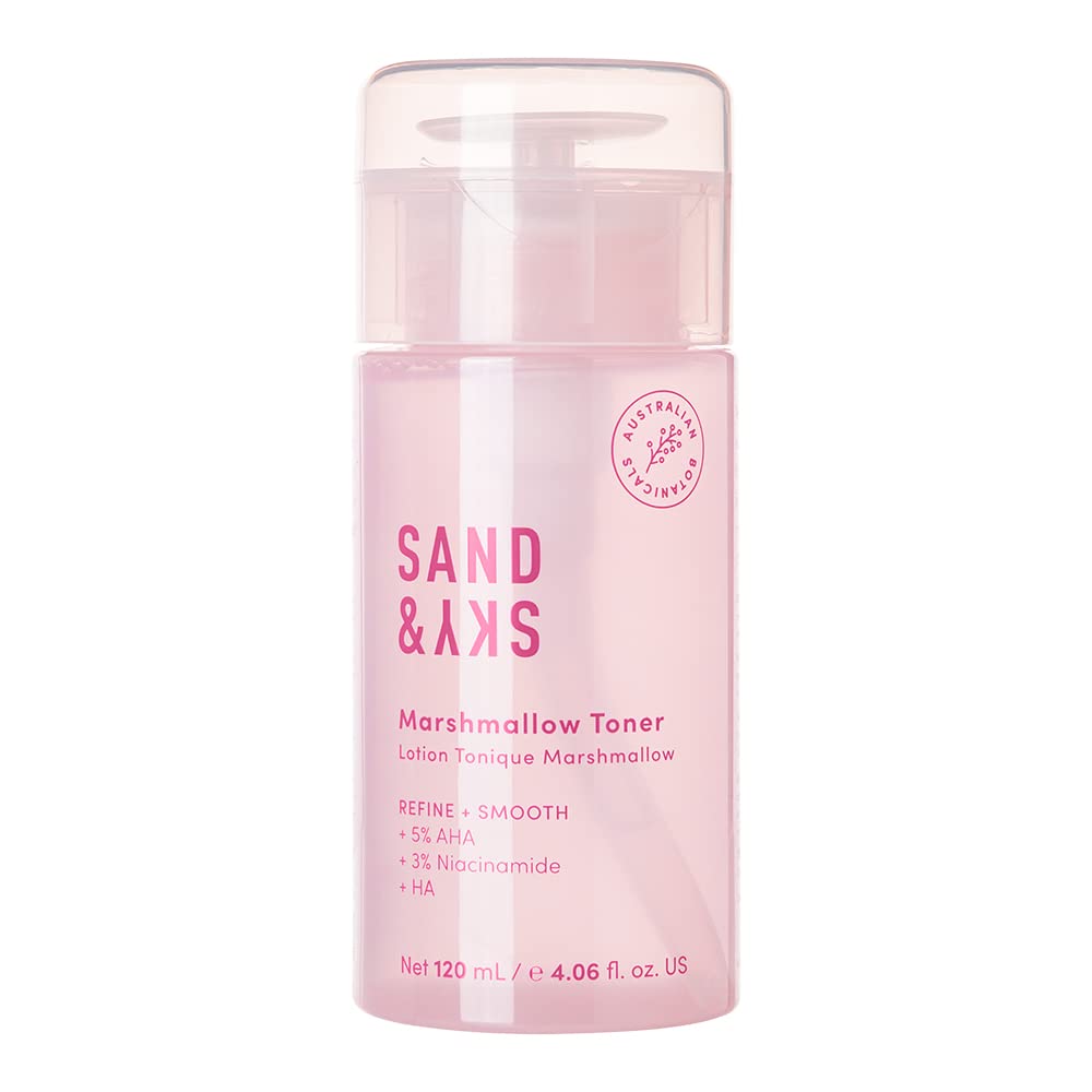 Sand & Sky Australian Essentials Brightening Toner with Niacinamide & Glycolic Acid - Marshmallow Extract Essence, Exfoliates & Strengthens Skin, 4.2 fl oz