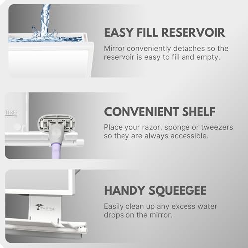ToiletTree Products Fogless Shower Mirror for Shaving & Makeup - Adjustable - Anti-Fog Mirror with Squeegee