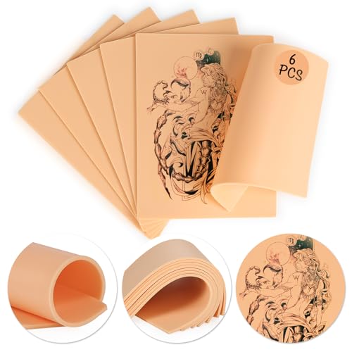 Practice Skin for Tattooing 3 MM, 6 PCS Thicker Design With A Realistic Feel And Easy to Color, Fake Skin Tattoo Perfect for Both Professional Tattoo Artists And Beginners