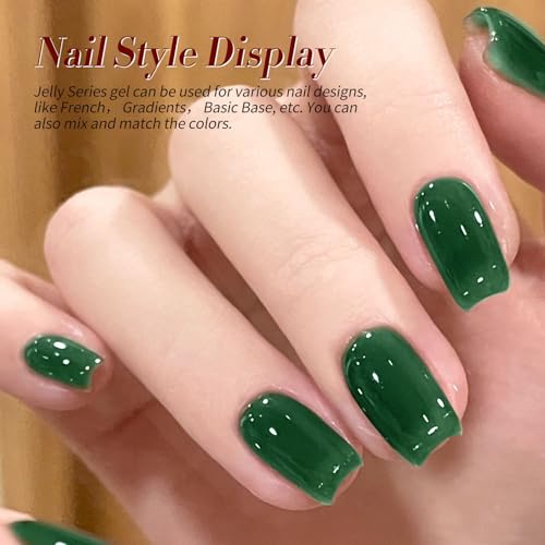 Born Pretty Jelly Gel Nail Polish,Christmas Fall Winter Transparent Gel Polish,Brown Blood Wine Red Orange Green Blue,Soak Off U v LED Light Cure Nail Art Kit for Salon and DIY at Home