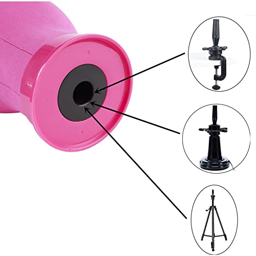 22 Inch Canvas Block Head Pink Wig Head with Wig Stand Tripod Mannequin Head Stand for Wigs Trimming Making Display.(22 Inch Pink)