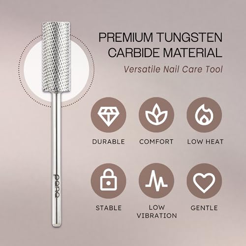 PANA Flat Top Small Barrel 3/32" Shank Size - (Silver, Fine Grit) - Fast remove Acrylic or Hard Gel Nail Drill Bit for Manicure Pedicure Salon Professional or Beginner