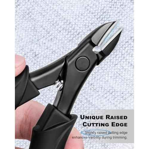 Toe Nail Clippers for Thick Nails for Seniors, Japanese Raised Cutting Edge Ingrown Toenail Clippers, Podiatrist Heavy Duty Abs Ergonomic Handle Large Nail Scissors, Black