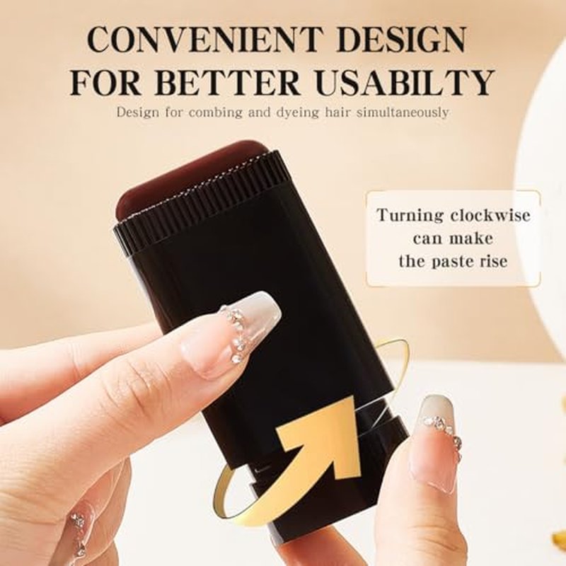 2-in-1 Hair Color Stick & Comb, Long-Lasting Waterproof Color,Sweat-Proof, Quick Root Touch-Up, Coloring Tool ? For Women & Men (2-Pack-BROWNISH BLACK)