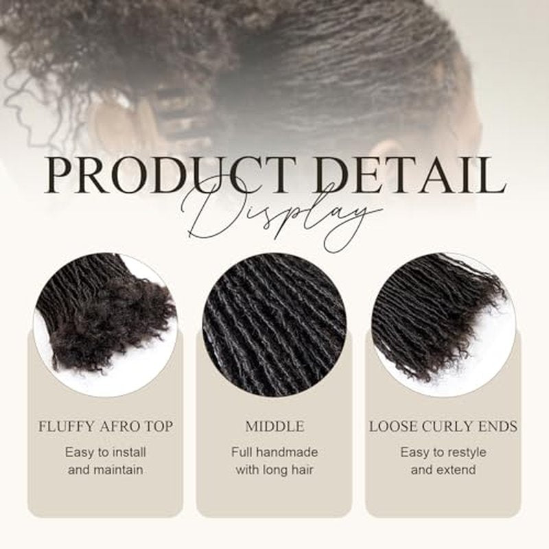 DAIXI Handmade Interlocking Sisterlocks Curly Tips 100% Real Human Hair Permanent Micro Locs Extensions Natural Looking Soft Dreadlocks Can Be Bleached and Dyed.(1B - 0.2cm, 10 Inch 60 Strands)
