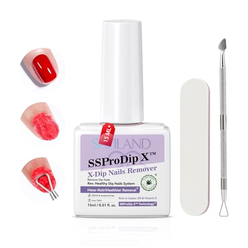 SAVILAND SSPro X Dip Powder Remover Kit: Gentle & Easy Dip Nails Removal No Need Soaking Or Wrapping with Nail File Nail Scraper for Dipping Powder 0.5 Floz Home Use