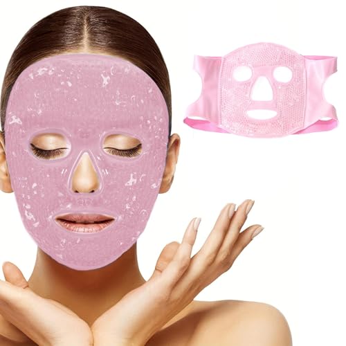 CALIDAKA Gel Beads Face Cover Ice Mask Pack Cold Face Eye Mask Ice Pack Reduce Face Puff Gel Beads Hot Heat Cold Compress Pack Face SPA for Woman Sleeping, Pressure, Headaches(COLOR:Pink)