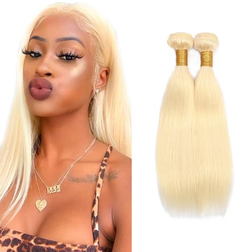 30 30 Inch AuokMar Blonde Human Hair Bundles 613 Straight Bundle Unprocessed Virgin Hair 2 Bundles 8A Grade 613 Blonde Straight Bundle