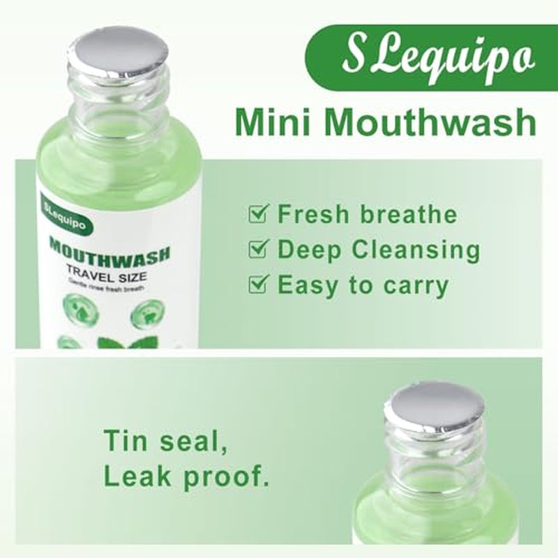 Travel Size Mouthwash Bulk Mini Fresh Mint Portable Mouthwash Individual Bottles 35ml/1.2fl oz for Travel Toiletry Kits (200)