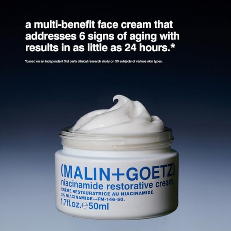 MALIN+GOETZ Niacinamide Restorative Cream | Clinically Proven Multi-Benefit Face Cream | Hydrates, Firms, Evens Skin Tone (1.7oz)