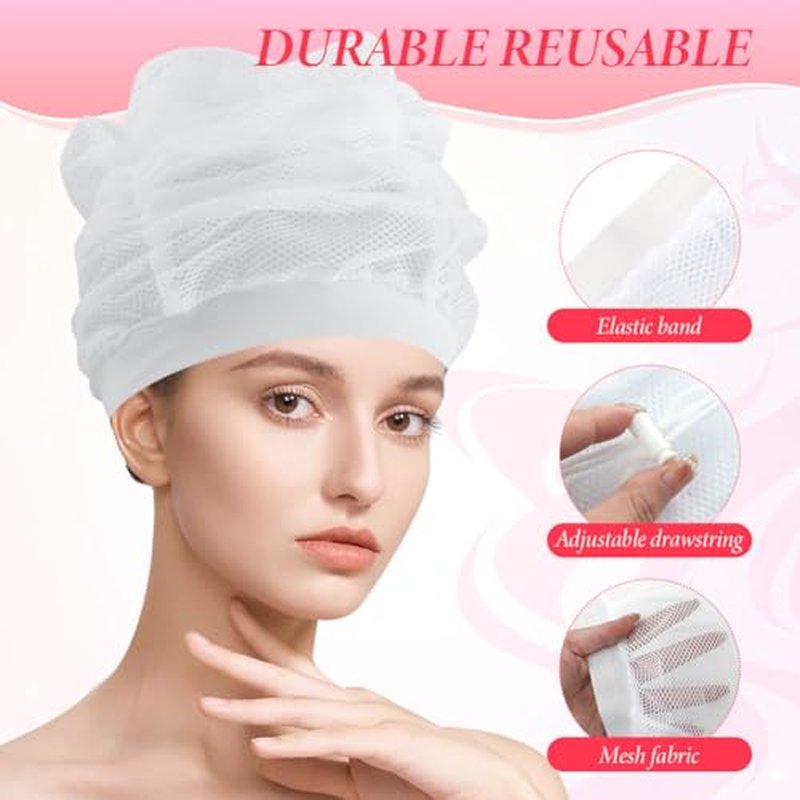 Net Plopping Cap for Drying Curly Hair,Diffuser Cap for Curly Hair,Djustable Net Hairs Plopping Bonnet Curlys Hairs Bonnet Nets Ploppings Caps for Fast Drying (White,Size:45x30cm/17.72 x 11.81inch)