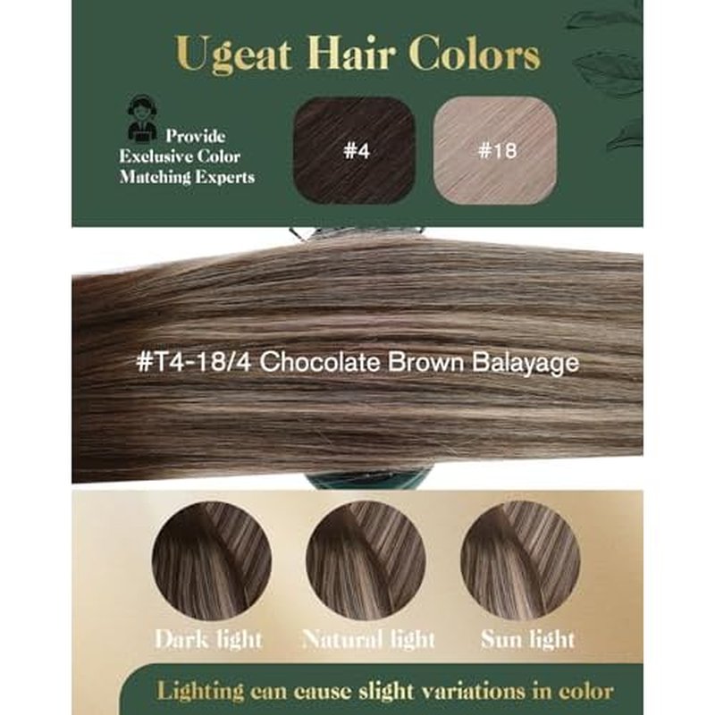 Ugeat Hair Extensions Clip in 18 Inch Clip in Extensions Real Human Hair Balayage Brown Human Hair Extensions Clip ins Ash Brown No Damage 7Pcs 120G 4/18/4