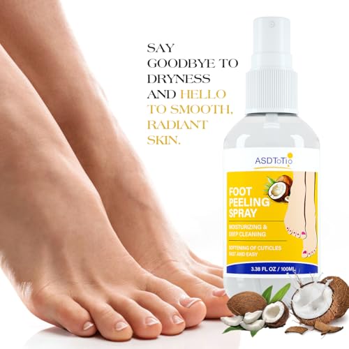 Instant Foot Peeling Spray- Coconut Foot Peeling Spray Instantly Remove Dead Skin, Hydrate & Nourish. Exfoliate Dry, Rough Skin- 4 fl.oz