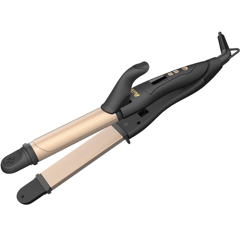 Berta 2 in 1 Hair Iron Professional Hair Straightener& Curler Iron, Ceramic 1.25 Inch Curling Iron, 275-425℉ Adjustable Temperature, Dual Voltage