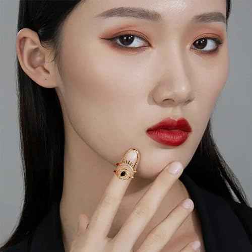Jean Beau Finger Nail Ring for Women Teen Art Rhinestones Finger Tip Rings Gold Metal Nail Decoration Nail Protect Fashion Jewelry Gift