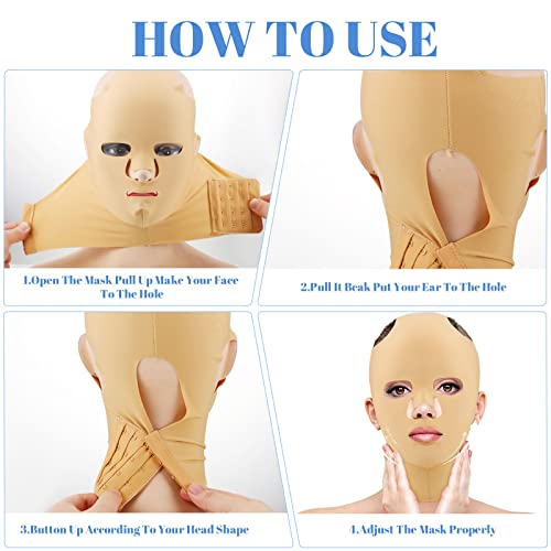 Treela 2 Pieces Full Face Lift Sleeping Belt Reusable Mask Chin Lift Facial Mask Face Belt Double Chin Thin Facial Bandages Cheek tape Strap Massage Shaper for Women