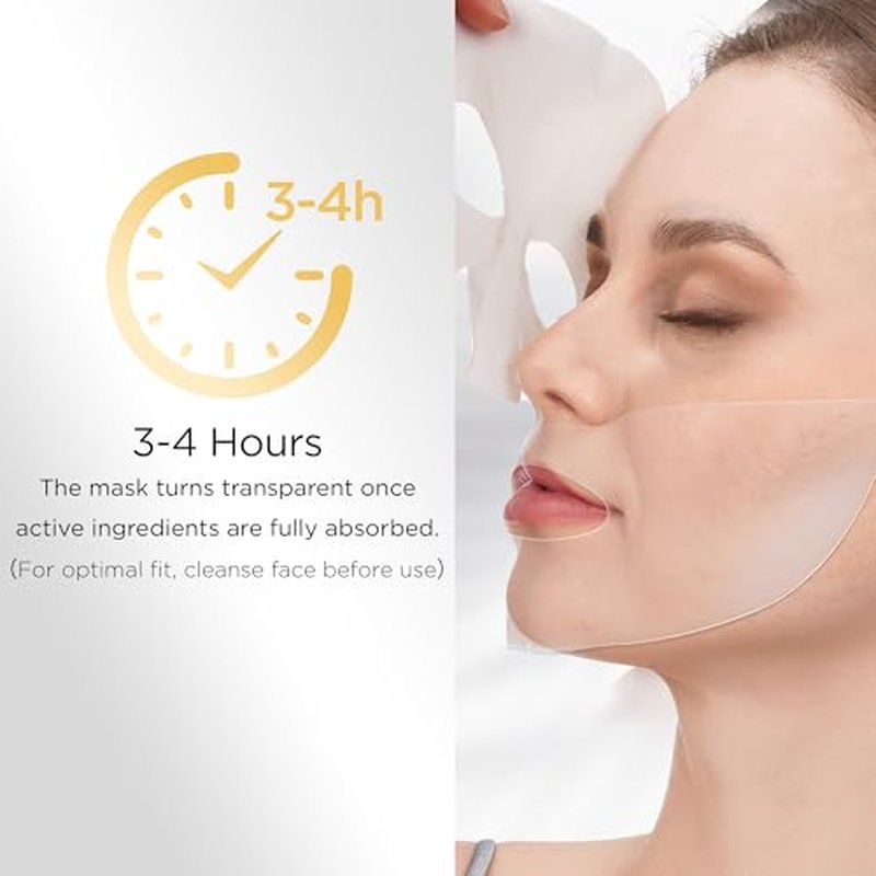 Marine Hydrolyzed Collagen Face Mask, 80,000ppm, with Hyaluronic Acid, Overnight Gel Sheet for Deep Moisture, Sensitive Skin Formula