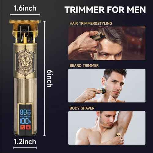 Hair Clippers for Men Professional Zero Gapped Hair Trimmer for Barber T Blade Liners Edgers Groomming Hair Clippers Cordless Rechargeable Shaver Hair Cutting Kit Beard Trimmer Gifts for Men