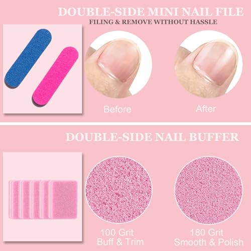 20PCS Press on Nail Tool Kit: Nail Prep Kit with Nail Glue, Glue Remover, Mini Nail File, Nail Buffer, Prep Pad,Adhesive Nail Tabs, Wood Stick, Instruction Card for Press on Nail Packaging
