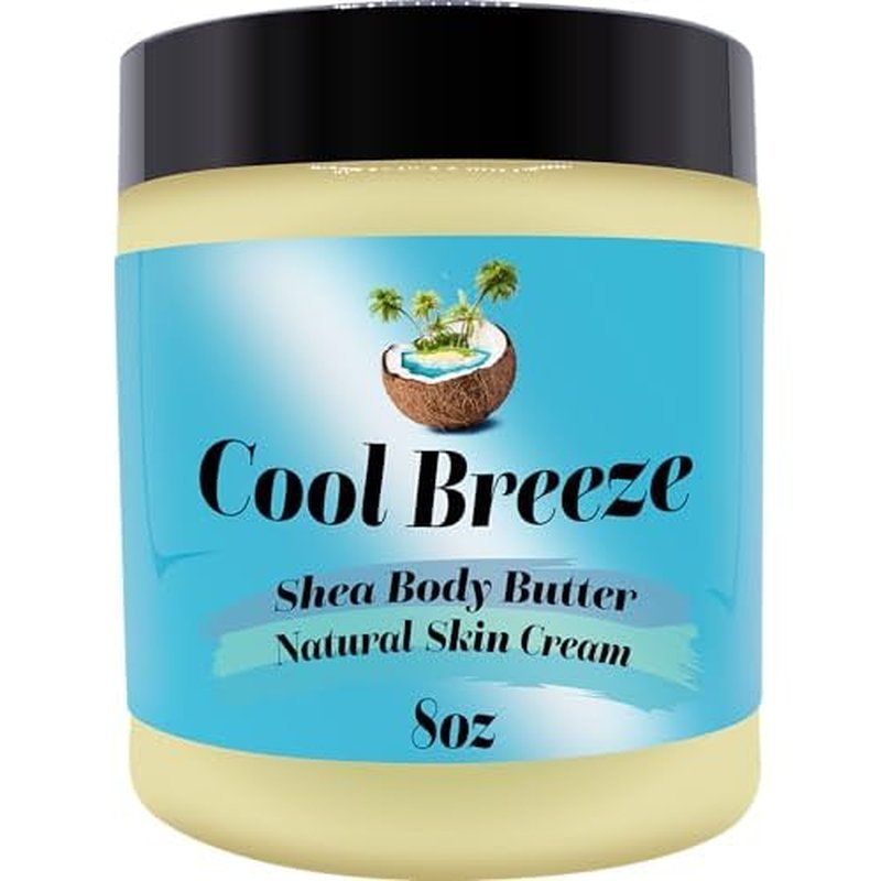 Ultra-Soft Shea Body Butter, Dry Skin Cream for Radiant Moisturized Skin, Natural Hydrating Body Lotion with Aloe Vera, Argan Oil, Rosehip Oil, (Cool Breeze, 8oz)