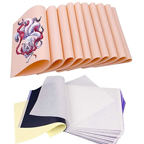 40Pcs Tattoo Skin Practice Kit Includes Fake Skin 10Pcs 8¡¿6in and Tattoo Stencil Transfer Paper 30Pcs A4 Size 4 Layers Supplies