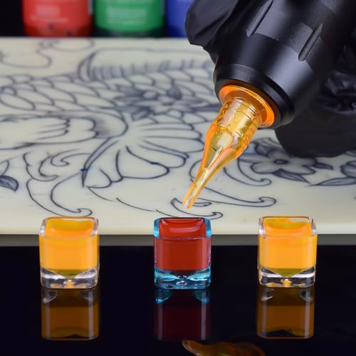 50pcs Mixed Tattoo Cartridge Needles, ATOMUS Assorted Disposable Tattoo Needle 3RL 5RL 7RL 9RL 3RS 5RS 7RS 9RS 5M1 7M1 for Tattoo Machine(Gold)