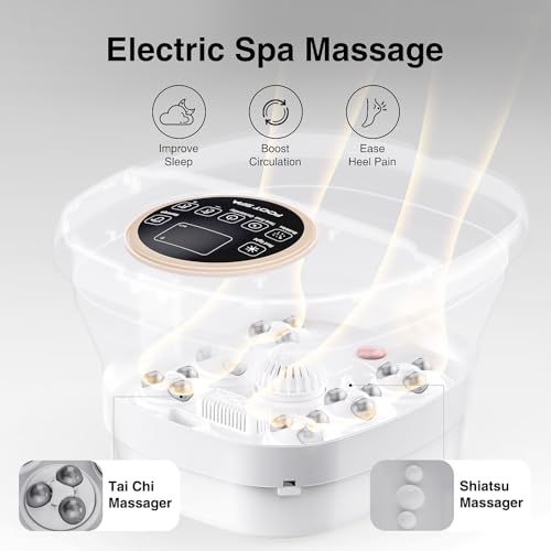 Electric Pedicure Foot Spa with Bubble and Heat,Collapsible Foot Soaking Tub with Remote Control,Pedicure Tools for Feet and Automatic Foot Massager,Foot Bath Soak Tub
