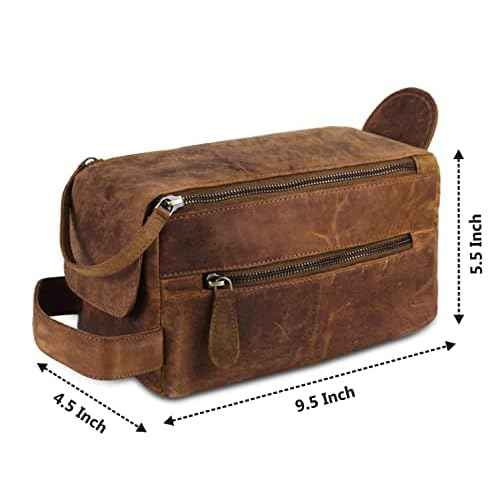 Handmade World Toiletry Bag for Men Dopp Kit genuine Buffalo Leather Toiletry Bag Case Travel Accessories Makeup cosmetic Essentials Organizer Leather Travel Toiletries Bag