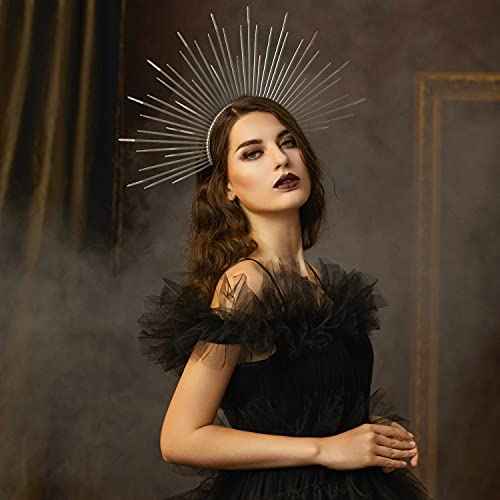 Fantherin Women's Goddess Halo Crown Headband - Zip Tie Spiked Angel Headpiece Headdress for Cosplay Halloween Costume Party