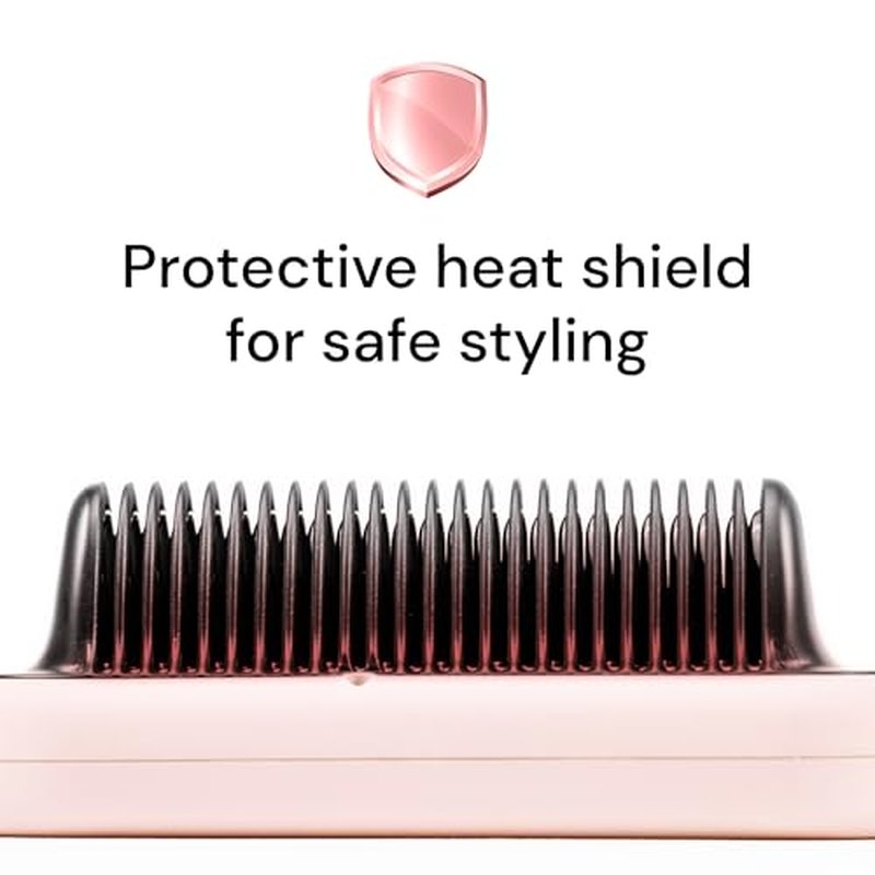 L'ANGE HAIR Smooth-It 2-in-1 Hot Comb Straightener | Digital Straightening Comb with Adjustable Heat Dial | Ionic Technology for Frizz-Free Styling | for All Hair Types (Digital Comb - Blush)