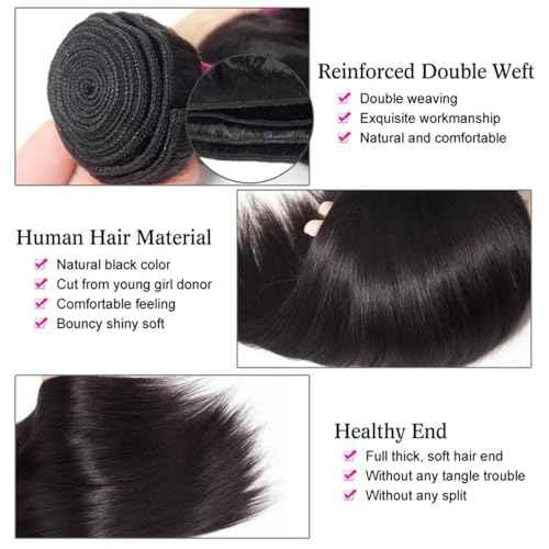 One Bundle Straight Human Hair 100g/Pack 24 Inch 12A Unprocessed Black Double Weft Quick Wave Extensions for Women