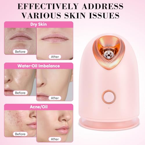Facial Steamer Spa Kit with 17 Skin Care Tools, Nano Ionic Face Steamer for Deep Cleaning Unclogs Pores, Warm Mist Humidifier Steamer for Face Home Sauna SPA, Self Care Gifts for Women
