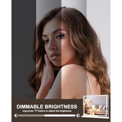 Vanity Mirror with Lights, 23" x 18" Makeup Mirror, Lighted Makeup Mirror with 3 Color Modes & Adjustable Brightness, Detachable 10x Magnification and USB Charging Design (White)