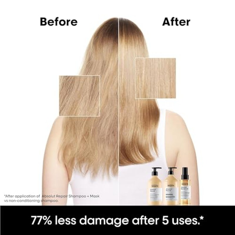L'Oreal Professionnel Paris Absolut Repair Shampoo - Nourishing Protein Shampoo For Dry, Damaged Hair, Strengthening & Provides Hair Shine