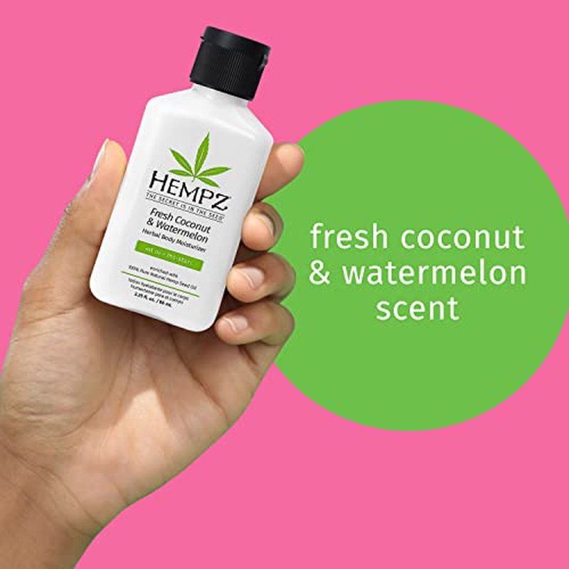 Hempz Herbal Body Moisturizer, Pearl White, Fresh Coconut/Watermelon, 2.25 Ounce