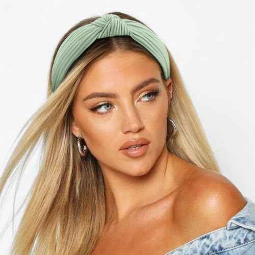 Knotted Headbands for Women Girls Non Slip Boho Wide Top Knot Turban Hairbands Fashion Ribbing Head Wraps Hair Bands Accessories