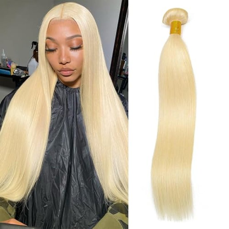 Straight Blonde 613 Human Hair Bundles, Straight Brazilian Virgin Human Hair Bundles, Blonde Single Bundle,#613 Color(18 inch)