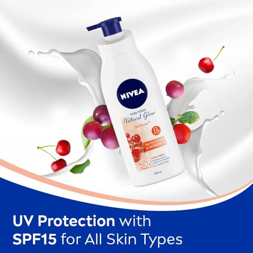 Nivea Body Lotion Natural Glow | Cell Repair Even Tone Complex & Vitamin C SPF 15 | 400ml (13.52 Fl OZ)
