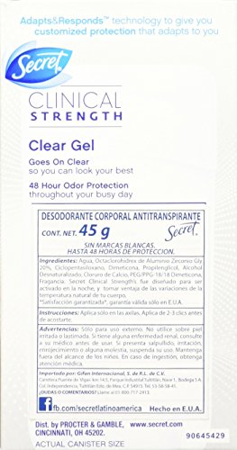 Secret Clinical Strength Clear Gel Women's Antiperspirant & Deodorant Completely Clean Scent 1.6 Oz, 1.600 Fluid Ounce (Pack of 2)