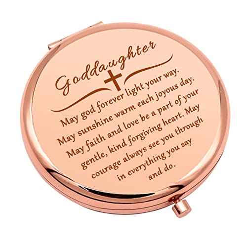 Goddaughter Gifts from Godmother Christian Baptism Gifts Compact Makeup Mirror Religious Present for Women Goddaughter Present Inspirational Folding Makeup Mirror Birthday Christmas Graduation