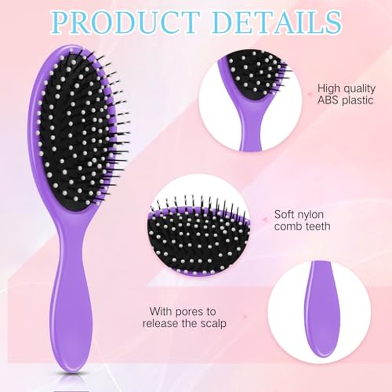 Suclain 80 Pieces Hair Brushes for Women Travel Detangling Brush Soft Bristles with Cushion Base Drying Detangler Small Hair Brushes for Women, 10 Colors