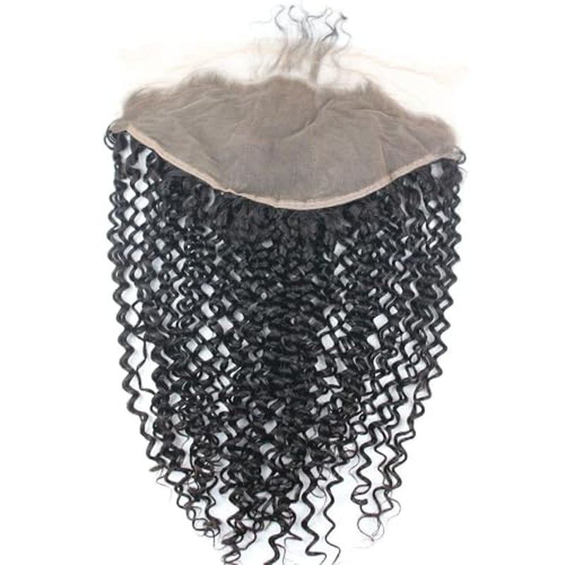 Dreambeauty Transparent Lace Color 13¡¿6" Lace Frontal Closure Kinky Curly Free Part Brazilian Remy Human Hair Pre-Plucked Natural Hairline Lace Frontal Closure with Baby Hair Natural Color (20 Inch)