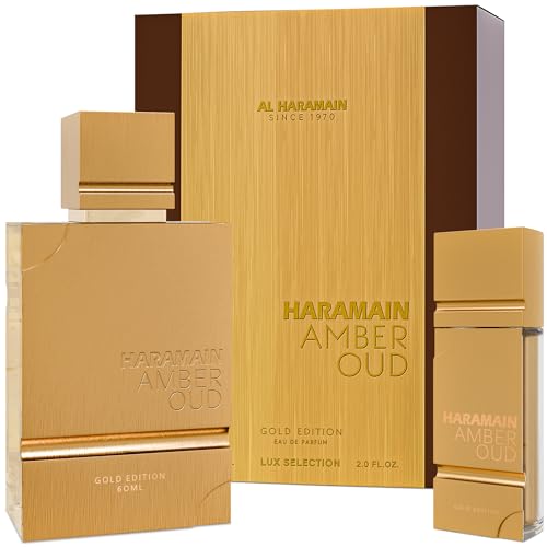 Al Haramain Amber Oud Gold Edition Eau De Parfum Spray 60ml + ATOMIZER ? Unisex Perfume Arabian Perfumes for Women & Men ? Long-Lasting Sweet Fragrance Arabic Cologne ? Men & Women's Gift (2 oz.)