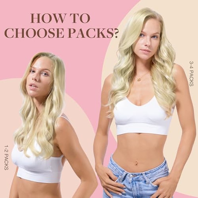 GOO GOO Tape in Hair Extensions Human Hair, 60A Platinum Blonde, 24inch 50g 20pcs, Skin Weft Seamless Invisible, Silky Straight with Thick Ends, Remy Human Hair