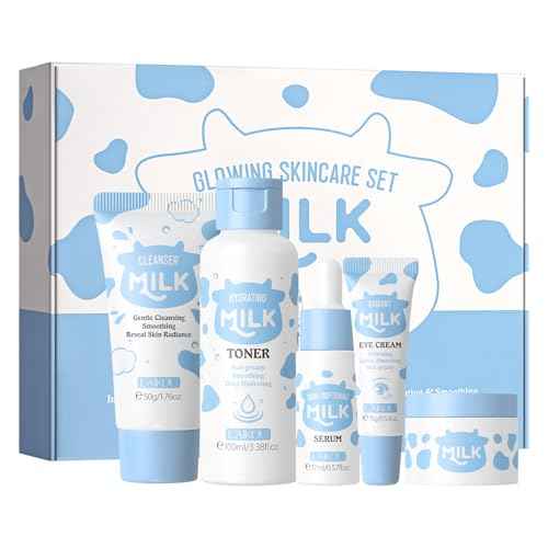 LAIKOU Skin Care Set, Skin Care Routine Kit for Women, Skincare Gift Set, Travel Size Toiletries with Milk Cleanser, Toner, Serum, Eye Cream, Face Cream Mother's Day Christmas Birthday Daughter Wife