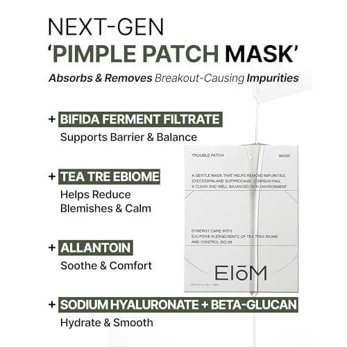Trouble Patch Mask ? Full-Face Acne & Sebum Control Korean Sheet Mask with Tea Tree Biome, Hydrocolloid-Inspired Care for Oily Skin, Visible Sebum Lift, Holiday Skincare Gift | 20ml x 4