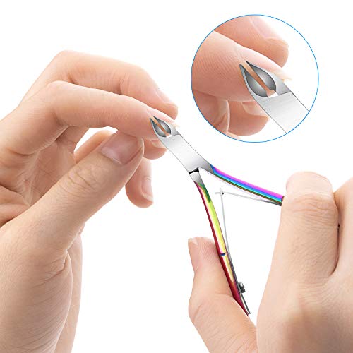 4 Packs Cuticle Nipper, Premium Stainless Steel Cuticle Trimmer for Manicure & Pedicure at Home/Spa/Salon [Rainbow Color]