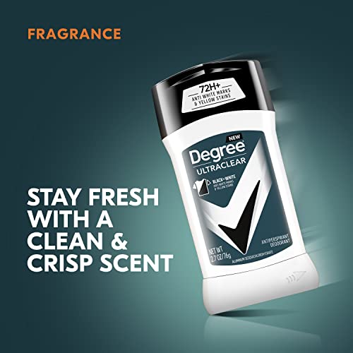 Degree Men UltraClear Antiperspirant Deodorant Black+White, Pack of 12, 72-Hour Sweat and Odor Protection Antiperspirant For Men With MotionSense Technology 2.7 oz