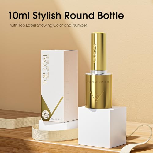 VENALISA No Wipe Gel Top Coat- High Gloss Shiny Long Lasting Top Coat Clear Gel Nail Polish, Soak Off Nail Art Home and Professional Manicure