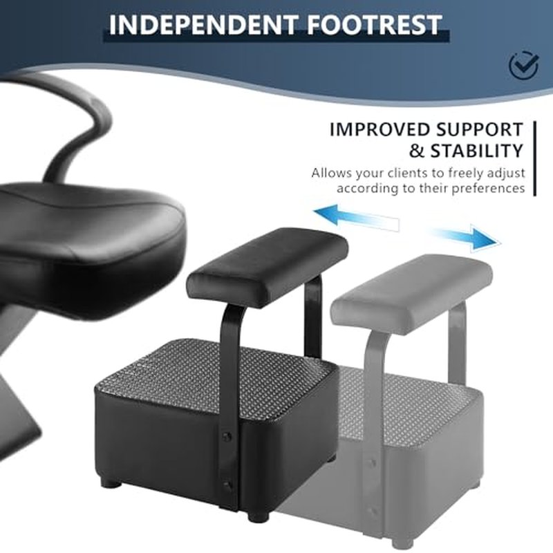 Independent Footrest for Backwash Beauty Spa Shampoo Bowl and Chair Set,Footstool for Spa Beauty, Ottoman for Shampoo Station Chair in Salon and Spa (Black)